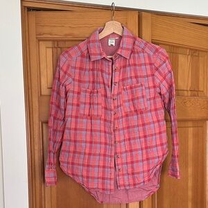 Anthropologie Pink and lavender Plaid Women's Shirt